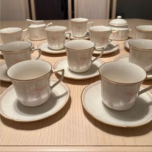 Noritake Imperial Blossom 7294 Elegant White and Gold Tea Set